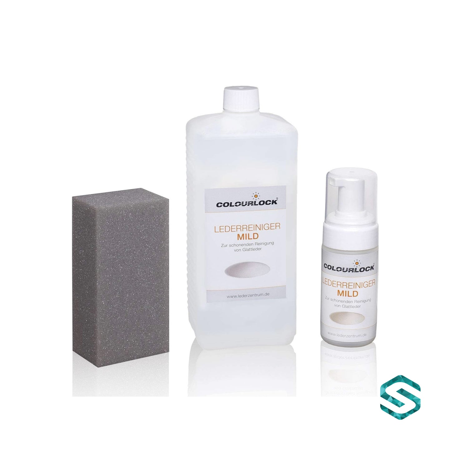 Colourlock - Lederreiniger mit Schaumspenderflasche und Schwamm MILD oder STARK, 1000ml