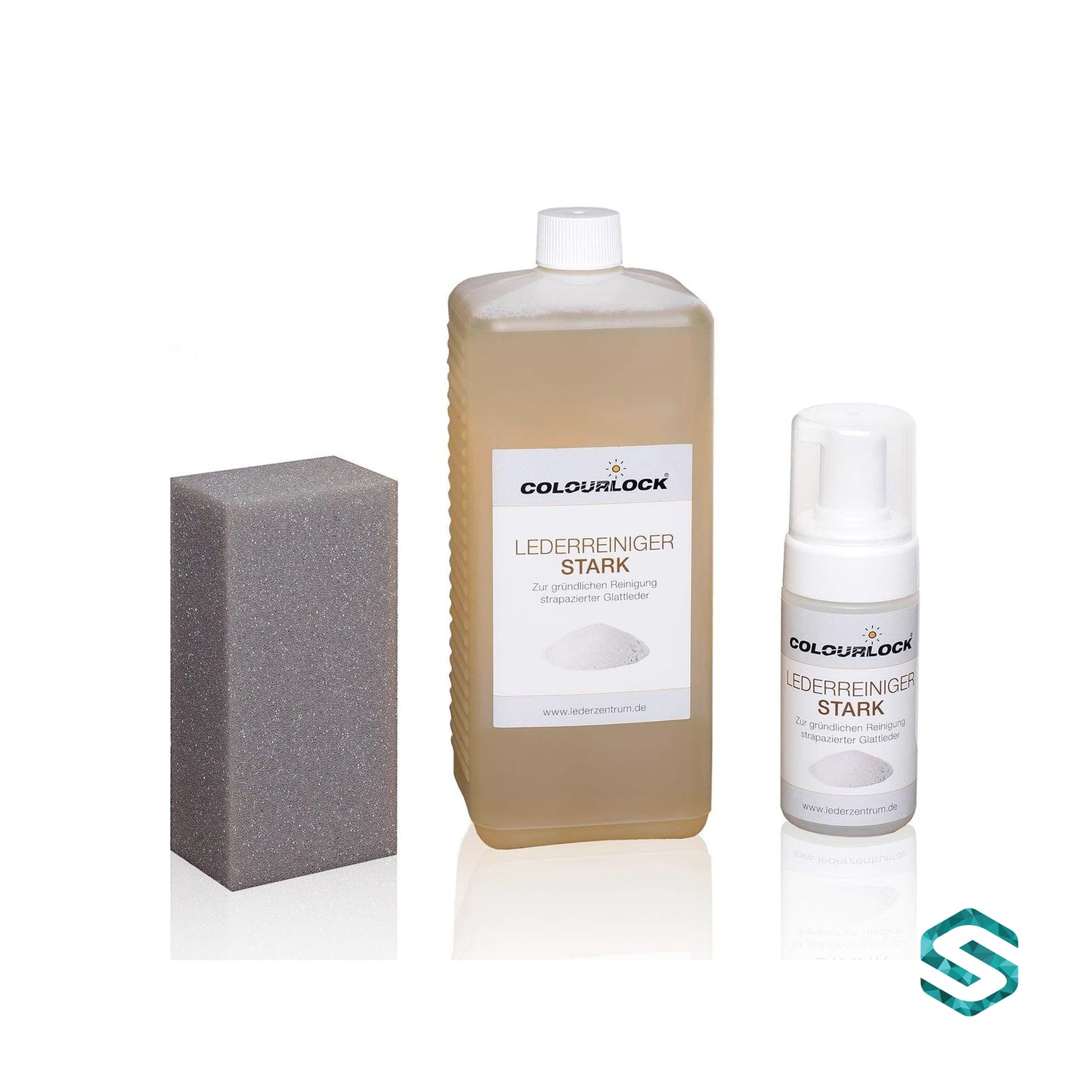 Colourlock - Lederreiniger mit Schaumspenderflasche und Schwamm MILD oder STARK, 1000ml