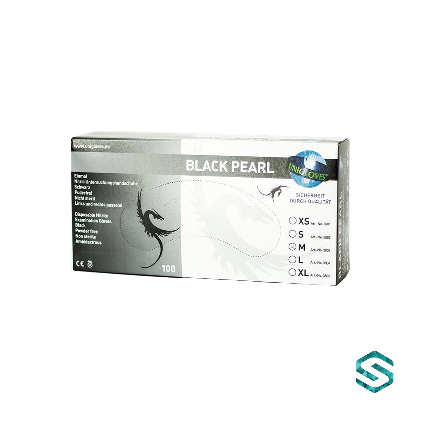 Unigloves - Black Pearl Nitril-Handschuhe schwarz, Größe XS-XL
